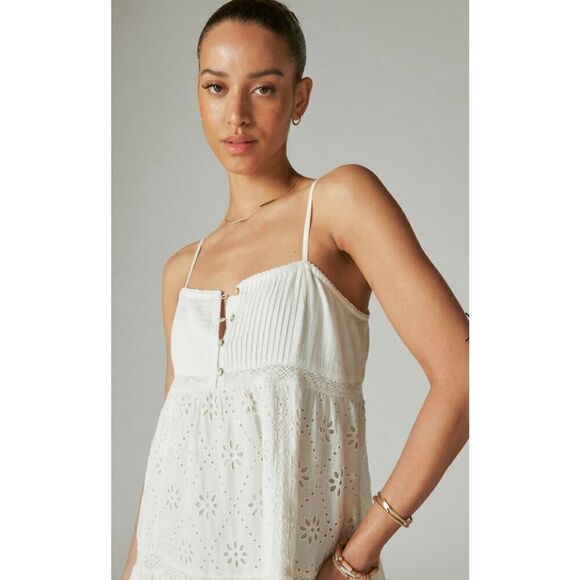 LUCKY BRAND NWT Cutwork Paneled Maxi Dress boho gypsy cutout floral XS - Picture 2 of 7